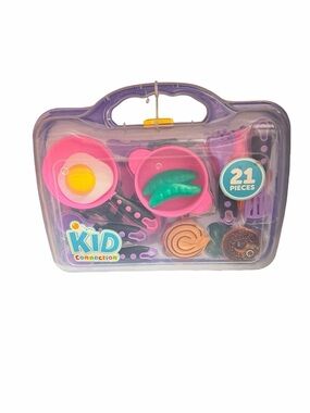 KID Connection Kids Play Kitchen Set - Pink & Purple 21-Piece Pretend Food Kit